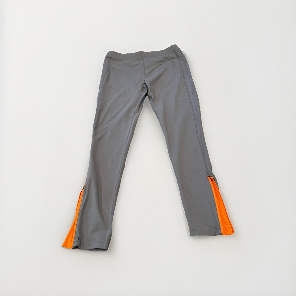 Baleaf Womens Gray Orange Zipper Ankle Athletic Running Leggings Pockets Large